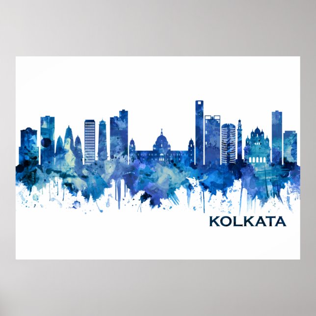 Kalkutta West Bengalisch Skyline Blue Poster (Vorne)