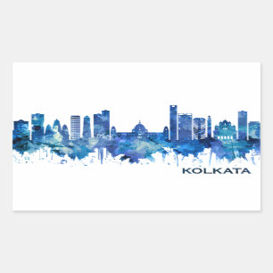 Kalkutta West Bengalisch Skyline Blue Rechteckiger Aufkleber