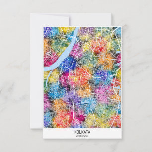 Kalkutta West Bengalischer Stadtplan Dankeskarte