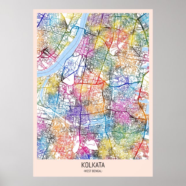Kalkutta West Bengalischer Stadtplan Poster (Vorne)