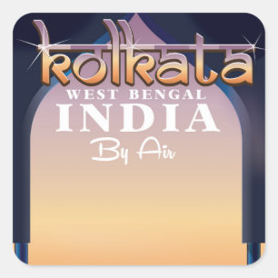 Kalkutta - Westindiens Bengalisches Urlaubsposter Quadratischer Aufkleber