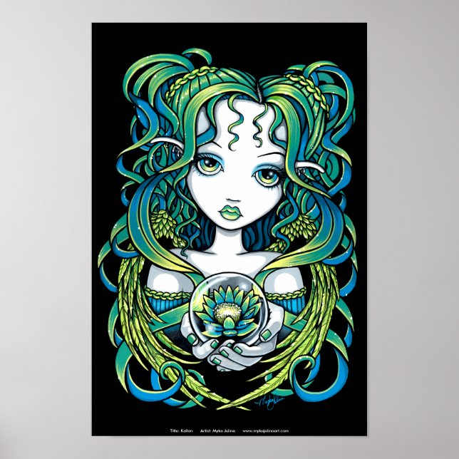 "Kallan" Green Lotus Water Angel Poster (Vorne)