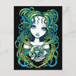 "Kallan" Green Lotus Water Angel Postkarte