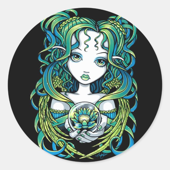 "Kallan" Green Lotus Water Angel Sticker (Vorderseite)