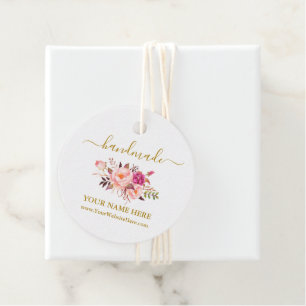 Kalligrafie Aquarell Rosa Blütenfarben Handmade Go Geschenkanhänger
