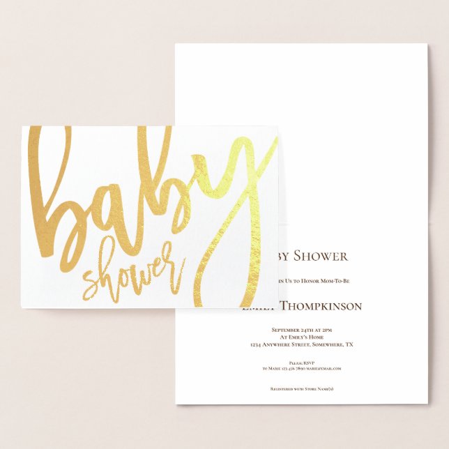 Kalligrafie Babydusche Einladung Gold Foil Card (Anzeige)