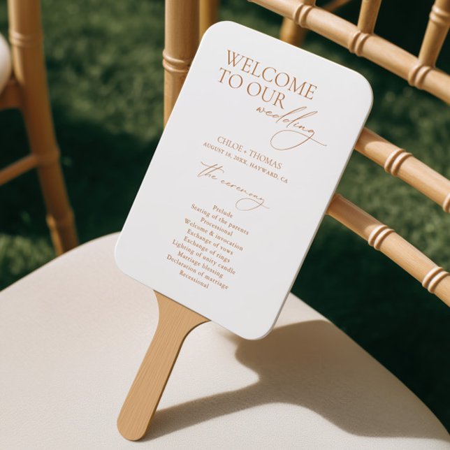 Kalligrafie Begrüßungsprogramm Hand Fan Fächer (Calligraphy Welcome Wedding Program Hand Fan)
