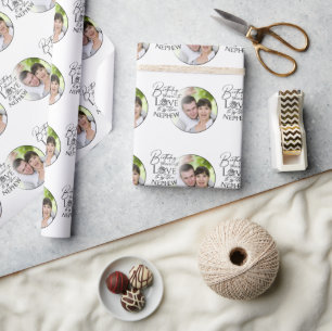 Kalligrafie Benutzerdefiniertes Foto Geburtstag fü Geschenkpapier