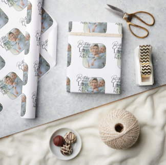 Kalligrafie Benutzerdefiniertes Foto Geburtstag Fü Geschenkpapier
