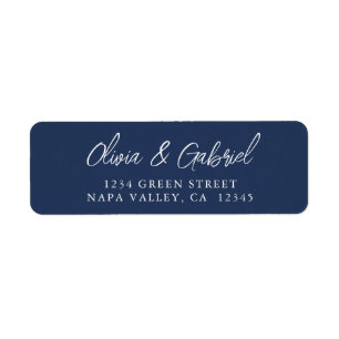 Kalligrafie. Blue simple return Address Label
