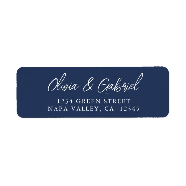 Kalligrafie. Blue simple return Address Label (Vorne)