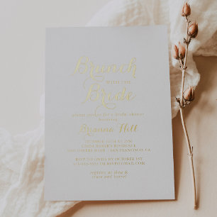 Kalligrafie-Brunch mit der Braut Dusche Gold Folieneinladung