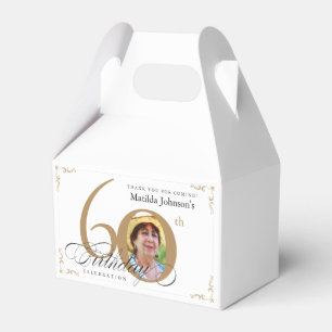 Kalligrafie Custom Foto White Gold 60. Geburtstag Geschenkschachtel