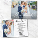 Kalligrafie Dankbarer QR Code 2 Foto Hochzeit Dankeskarte<br><div class="desc">Modernes,  elegantes Kalligraphieskript für immer Dankbar Hochzeitbride und Groom 2 Foto Vielen Dank,  dass Sie Ihre Karte mit Ihrem QR Scan Code. Fügen Sie Ihre Hochzeitswebseite oder Ihre Social Media-Web-Adresse hinzu,  damit Ihre Gäste mehr von Ihren Hochzeitsalbum oder Ihre Hochzeitsalbum-Fotos oder Ihr Hochzeitsalbum online sehen können.</div>