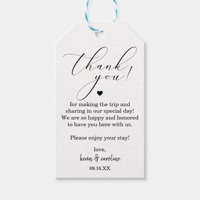 Kalligrafie Danke Hochzeit Geschenkanhänger (Vorderseite)