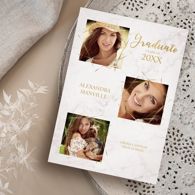 Kalligrafie Drei Fotos Graduate Ankündigung (Von Creator hochgeladen)