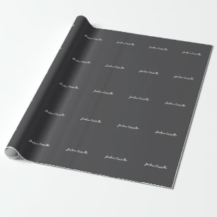 Kalligrafie Einfach Grau Professioneller Name Geschenkpapier