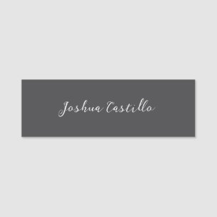 Kalligrafie Einfach Grau Professioneller Name Namensschild