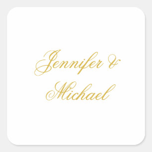 Kalligrafie Elegant Anpassbar Editierbarer Name Quadratischer Aufkleber