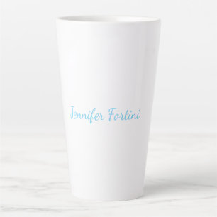 Kalligrafie Elegant Blau & Weiß Schlicht Einfach Milchtasse