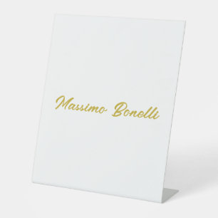 Kalligrafie Elegant Gold Weiß Schlicht Einfacher N Sockelschild