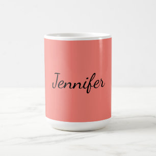 Kalligrafie Elegant Korallenrosa Einfach Einfacher Kaffeetasse