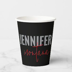 Kalligrafie Elegant Schlicht Name hinzufügen Pappbecher