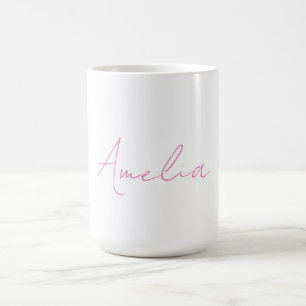 Kalligrafie Eleganter Rosa Weißer Individuelle Nam Kaffeetasse