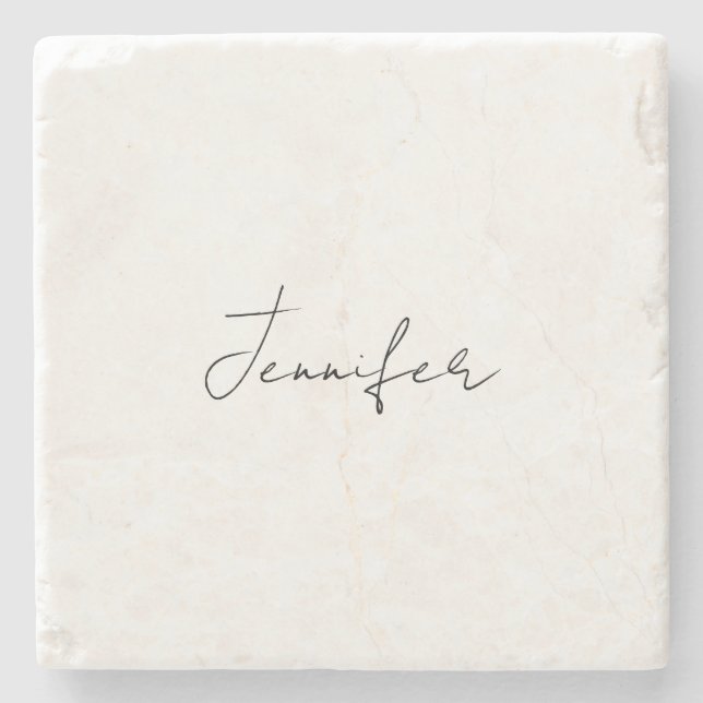 Kalligrafie Eleganter Schwarz-weißer Schlichter Na Steinuntersetzer (Vorderseite)