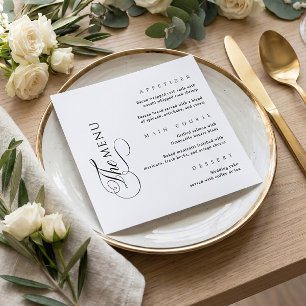 Kalligrafie Elegantes Quadratisches Hochzeitsmenü Menükarte