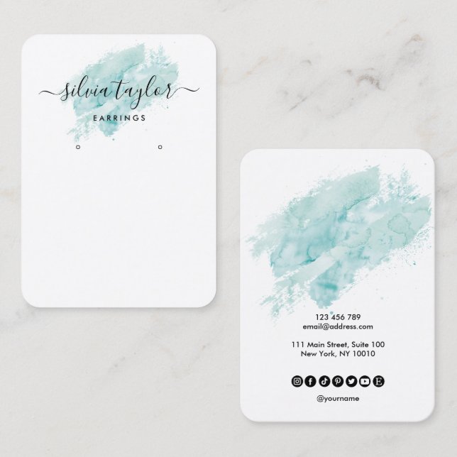 Kalligrafie Erring-Display-Karte türkis Visitenkarte (Vorne/Hinten)
