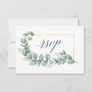 Kalligrafie Eukalyptus Gold Grüne Hochzeit RSVP Karte