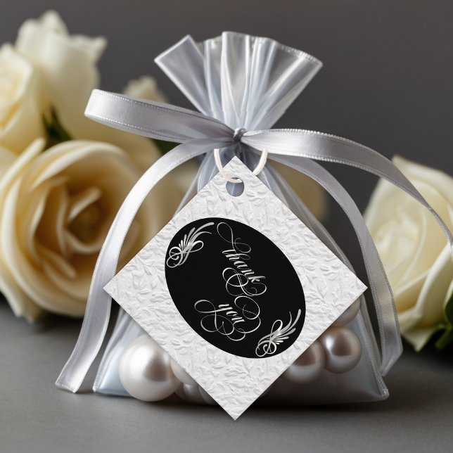 Kalligrafie, Faux-Prägung - Schwarz/Silber Geschenkanhänger (Von Creator hochgeladen)