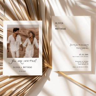 Kalligrafie-Foto-Hochzeitseinladung modern minimal Einladung