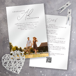 Kalligrafie Foto QR Code Alles in Einem Hochzeit Einladung