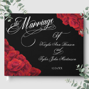Kalligrafie Foto Rote Rosen Schwarze Hochzeit Gästebuch