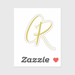 Kalligrafie Goldfarbene Monogramm Moderne Minimali Aufkleber