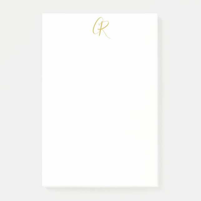 Kalligrafie Goldfarbene Monogramm Moderne Minimali Post-it Klebezettel (Vorderseite)