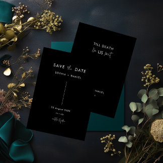 Kalligrafie Gothic Wedding Black Save the Date Einladung