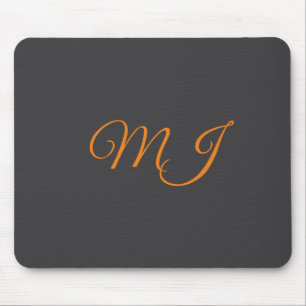 Kalligrafie grau orange Monogramm Name Anfangsbuch Mousepad