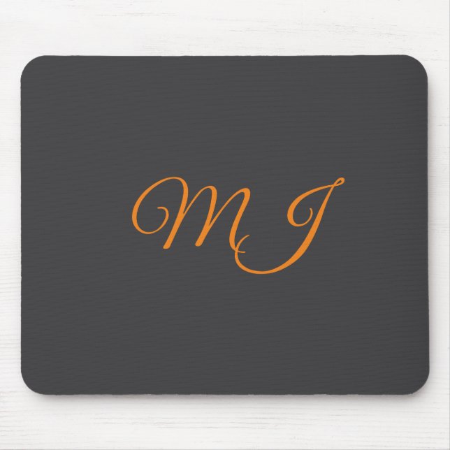 Kalligrafie grau orange Monogramm Name Anfangsbuch Mousepad (Vorne)