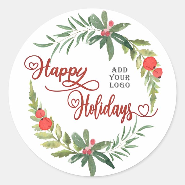 Kalligrafie Happy Holidays Logo Runder Aufkleber (Vorderseite)