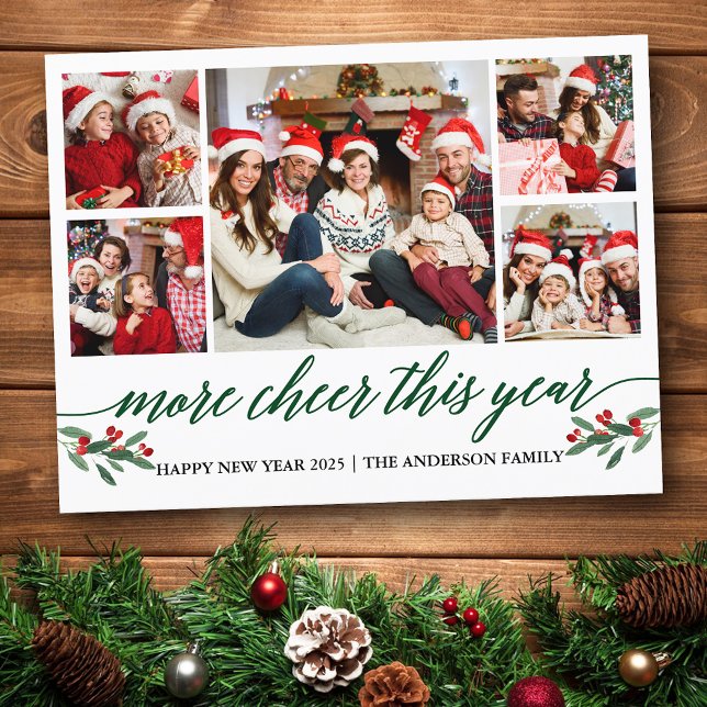 Kalligrafie heiliger in diesem Jahr 5 Foto Grün Postkarte (Customize to change your personalized text size or text style.)