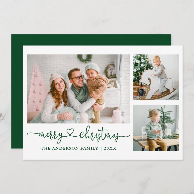 Kalligrafie Herz Drehbuch Grünen Weihnachten 3 Fot (Vorne/Hinten)