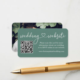 Kalligrafie Herz Eukalyptus Green Wedding Web QR Begleitkarte