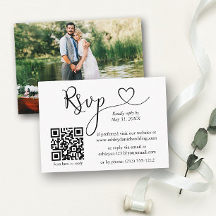 Kalligrafie Herz Foto QR Hochzeit RSVP Begleitkarte