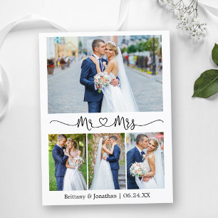 Kalligrafie-Herz-Hochzeit 4 Foto Danke Postkarte