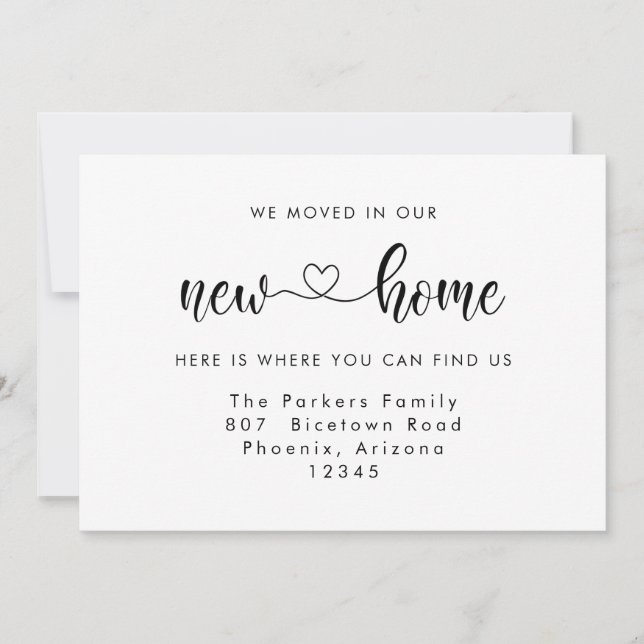 Kalligrafie Herz Neue Zuhause-Bewegung Ankündigung (Vorderseite)