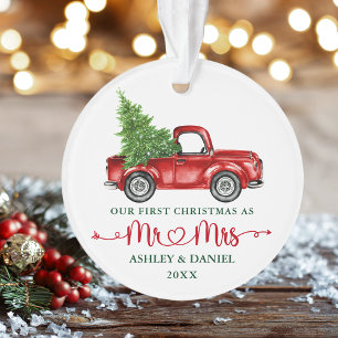 Kalligrafie-Herz Unser erstes Weihnachten Rotes La Ornament