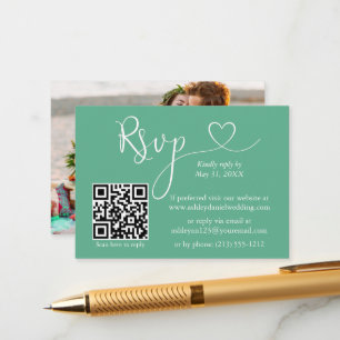 Kalligrafie Herz Wedding Neo Mint Green QR UAWG Begleitkarte